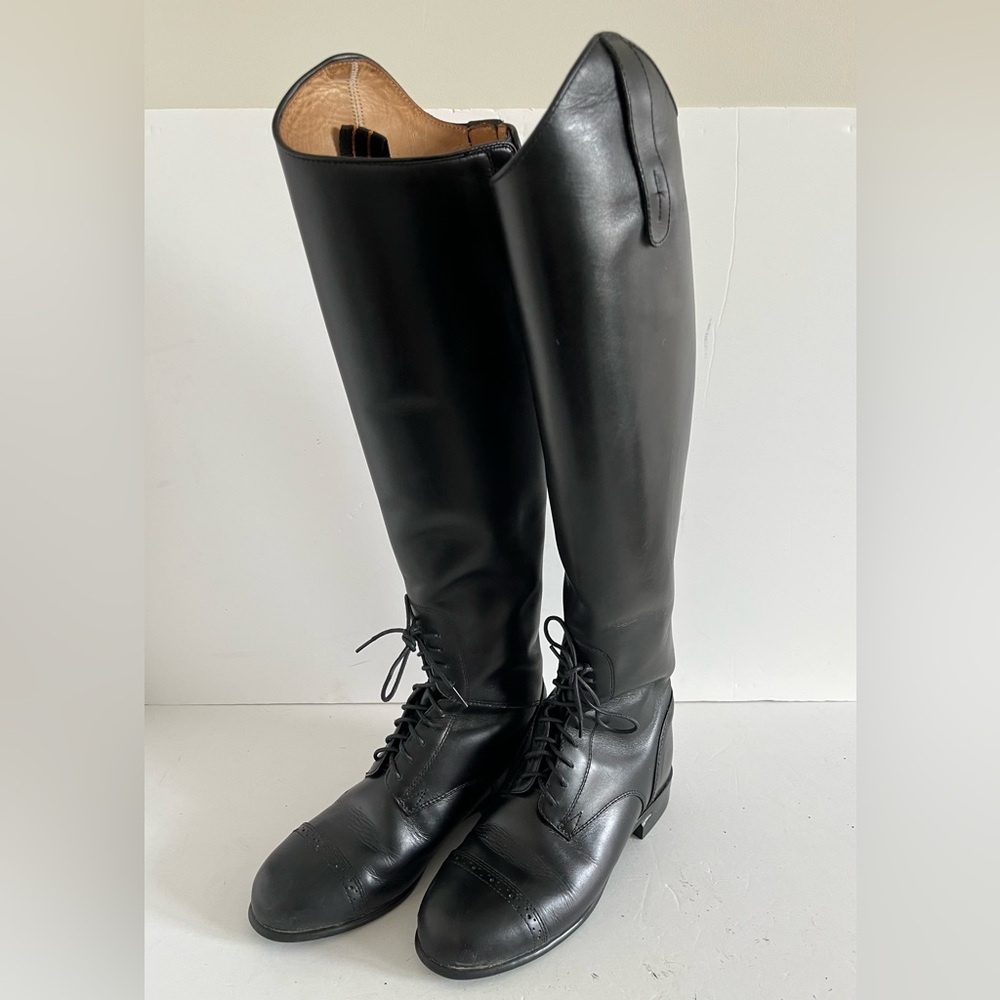 Ariat Crowne Pro Field Black Leather Riding Boots Size 5.5